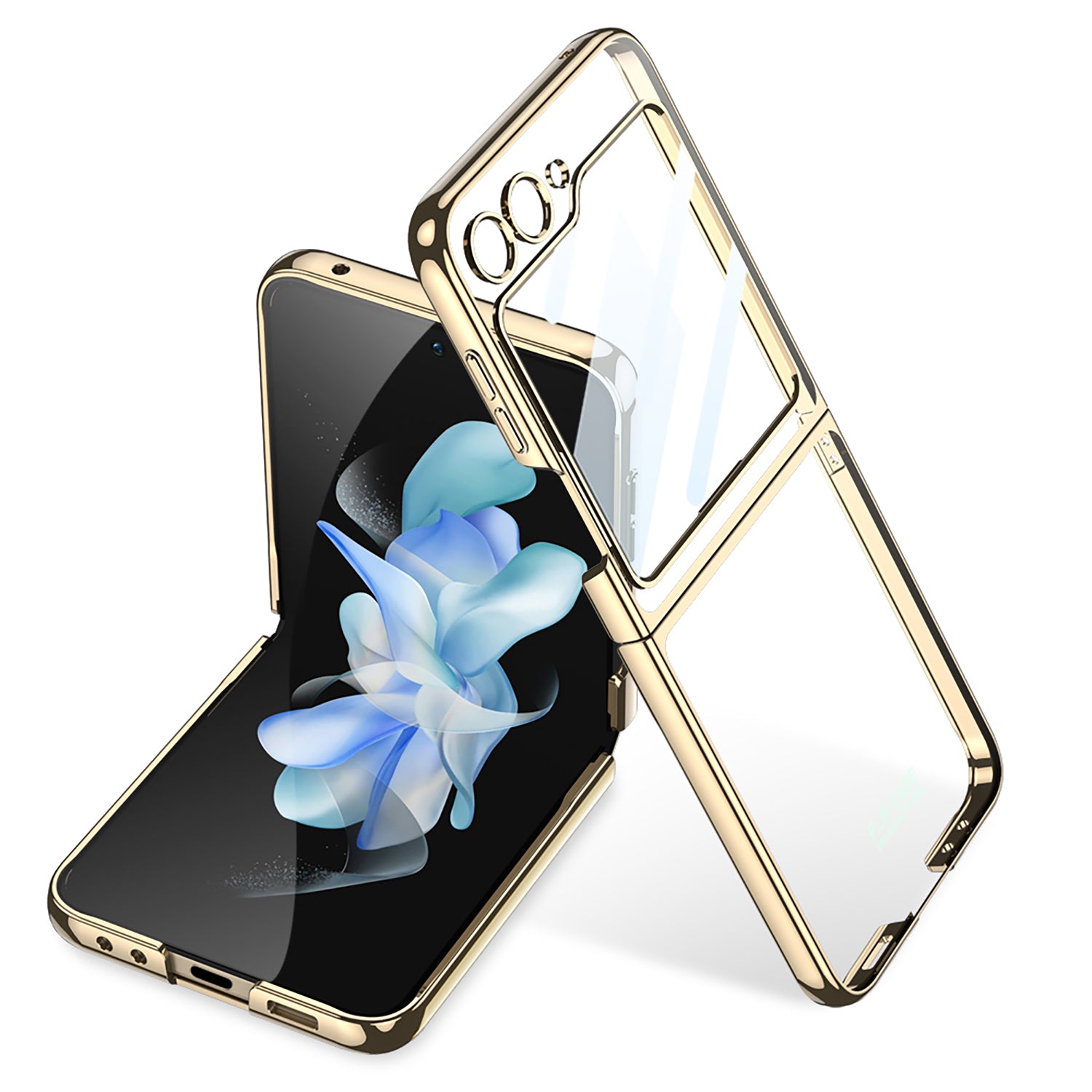 GKK For Samsung Galaxy Z Flip5 5G Folding Phone Cover Shell Electroplating Plastic Phone Case with Tempered Glass Screen Film GKK For Samsung Galaxy Z Flip5 5G Folding Phone Cover Shell Electroplating Plastic Phone Case with Tempered Glass Screen Film